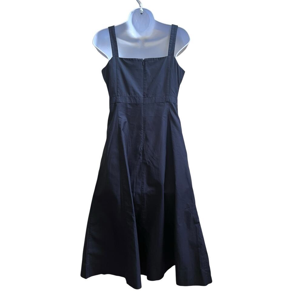 Nordstrom Signature Navy Blue Cotton Pocket Midi Dress Size 4 Small Loose Hem - Picture 3 of 10
